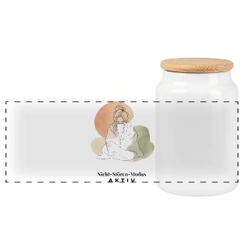 Nicht-Stören-Modus Aktiv – Minimalist Line Art - Panorama Keksdose mit Holzdeckel - Weiß - Vorne