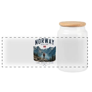 NORWAY Nature is home - Panoramic Cookie Jar with Wooden Lid - white - Front