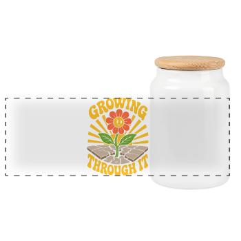 Growing Through It Flower - Panoramic Cookie Jar with Wooden Lid - white - Front