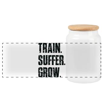  Train Suffer Grow Grunge Motto - Black - Panorama Keksdose mit Holzdeckel - Weiß - Vorne