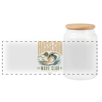 Hossegor Surfing - Panoramic Cookie Jar with Wooden Lid - white - Front