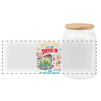 Martians at the Drive-In Diner - Panoramic Cookie Jar with Wooden Lid - white - Front
