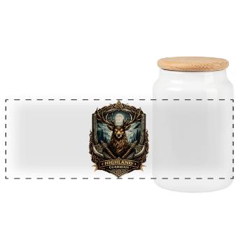Crête du Cerf Gardien des Highlands - Boîte à biscuits avec couvercle en bois - blanc - Devant