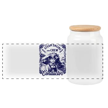 Chemise vintage de conducteur de locomotive à vapeur pour enfant - Boîte à biscuits avec couvercle en bois - blanc - Devant