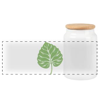 Taro Leaf - Panoramic Cookie Jar with Wooden Lid - white - Front