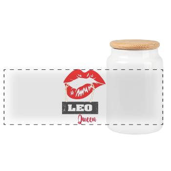 Signe du zodiaque Lion - Boîte à biscuits avec couvercle en bois - blanc - Devant