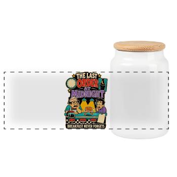 Last order at midnight – Diner Humor - Panoramic Cookie Jar with Wooden Lid - white - Front