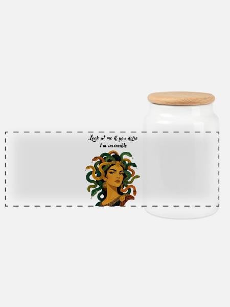 Medusa-Mythologie - Panorama Keksdose mit Holzdeckel - Weiß
