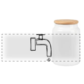Zapfhahn handgezeichnet - Panorama Keksdose mit Holzdeckel - Weiß - Vorne