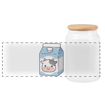 Milch - Panorama Keksdose mit Holzdeckel - Weiß - Vorne