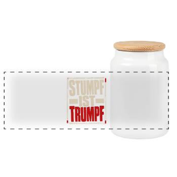 Stumpf ist Trumpf Statement Shirt mit Zeitgeist - Panorama Keksdose mit Holzdeckel - Weiß - Vorne