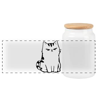 Lustige Katze Minimalistisches Katzen Geschenk  - Panorama Keksdose mit Holzdeckel - Weiß - Vorne