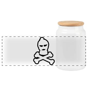 ski crâne de masque - Boîte à biscuits avec couvercle en bois - blanc - Devant