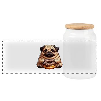 Faultier Donut Cartoon Süßes Tier Lustig - Panorama Keksdose mit Holzdeckel - Weiß - Vorne