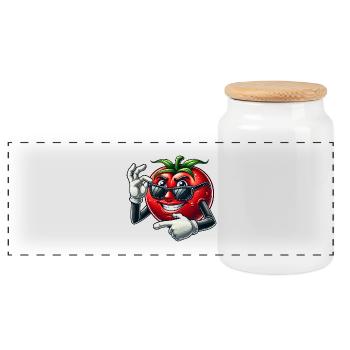 Cool Tomate Lunettes de Soleil Dessin Animé Veggie Fun - Boîte à biscuits avec couvercle en bois - blanc - Devant