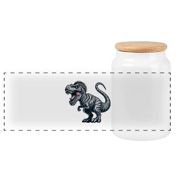 Dino Trex Zebra Fusion Fantasiewesen skurril - Panorama Keksdose mit Holzdeckel - Weiß - Vorne