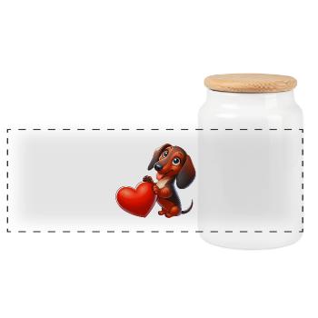 Coeur de teckel Saint-Valentin En amour Amour - Boîte à biscuits avec couvercle en bois - blanc - Devant