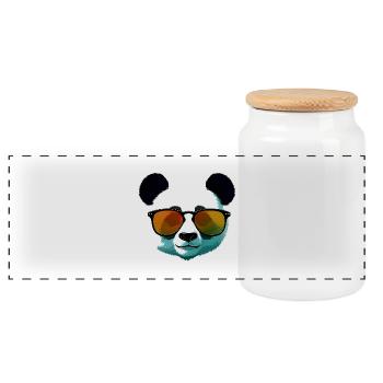 Panda with Sunglasses Gradient - Panoramic Cookie Jar with Wooden Lid - white - Front