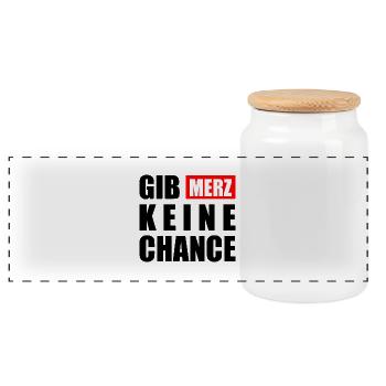 gib merz keine chance - Panorama Keksdose mit Holzdeckel - Weiß - Vorne