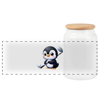 Süßer Pinguin Golfspieler Cartoon Skurril - Panorama Keksdose mit Holzdeckel - Weiß - Vorne