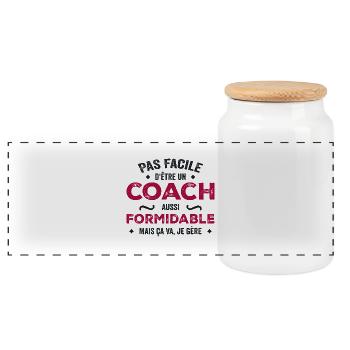 Pas Facile d’être un Coach Aussi Formidable - Boîte à biscuits avec couvercle en bois - blanc - Devant