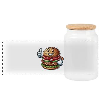 Sweet Burger Cartoon Restauration rapide mexicaine - Boîte à biscuits avec couvercle en bois - blanc - Devant