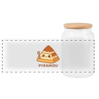 Pyramisu Kawaii Tiramisu - Panorama Keksdose mit Holzdeckel - Weiß - Vorne