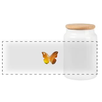 Butterfly - Panorama Keksdose mit Holzdeckel - Weiß - Vorne