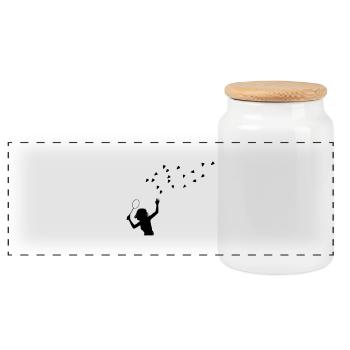 badminton - Boîte à biscuits avec couvercle en bois - blanc - Devant