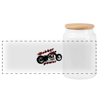 bobber Strom - Panorama Keksdose mit Holzdeckel - Weiß - Vorne