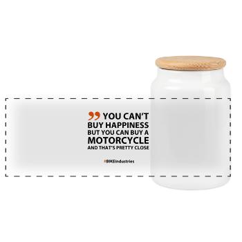 Buy_happiness - Panoramic Cookie Jar with Wooden Lid - white - Front