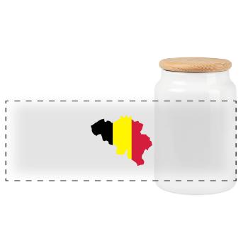 Belgien - Panorama Keksdose mit Holzdeckel - Weiß - Vorne