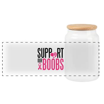 Support our boobs - Panorama Keksdose mit Holzdeckel - Weiß - Vorne