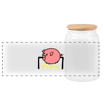Porc Barbecue - Boîte à biscuits avec couvercle en bois - blanc - Devant
