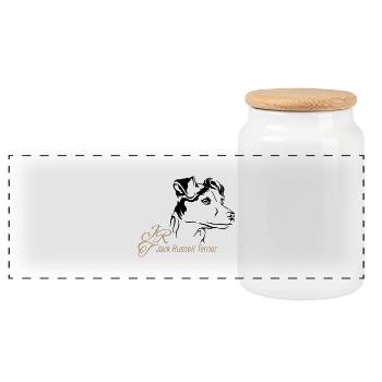 Jack Russell Terrier - Panorama Keksdose mit Holzdeckel - Weiß - Vorne