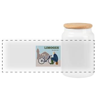 Limoges, The place to be l'homme en bleu - Boîte à biscuits avec couvercle en bois - blanc - Devant