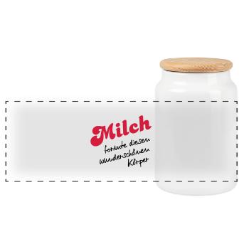 Milch - Panorama Keksdose mit Holzdeckel - Weiß - Vorne
