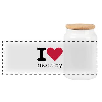 I Love Mommy - Panoramic Cookie Jar with Wooden Lid - white - Front