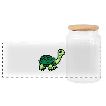 Tortoise 3 - Panoramic Cookie Jar with Wooden Lid - white - Front