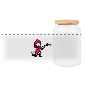 Pompier - Boîte à biscuits avec couvercle en bois - blanc - Devant