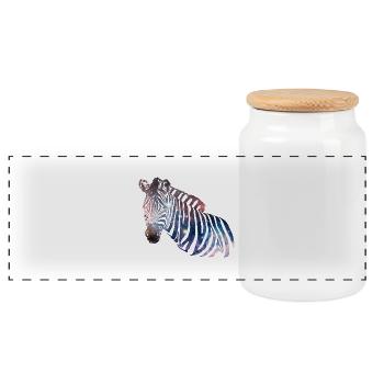Zebra Galaxy - Panorama Keksdose mit Holzdeckel - Weiß - Vorne
