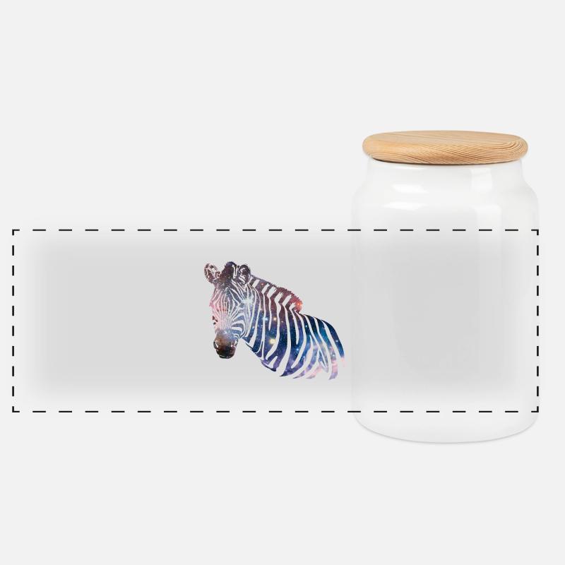 Zebra Galaxy - Panorama Keksdose mit Holzdeckel - Weiß