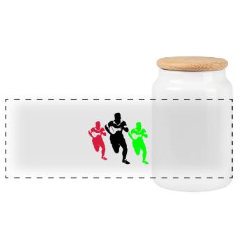 rugby, sport - Boîte à biscuits avec couvercle en bois - blanc - Devant