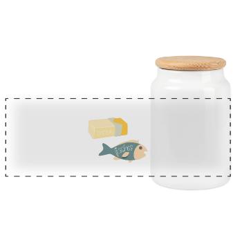 Butter bei die Fische - Panorama Keksdose mit Holzdeckel - Weiß - Vorne