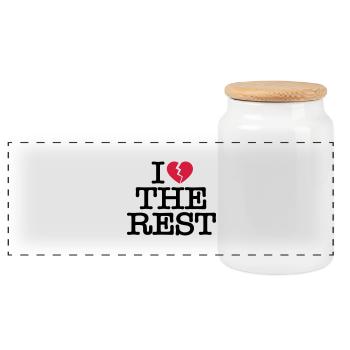 I hate the rest - Panoramic Cookie Jar with Wooden Lid - white - Front