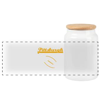 Pittsburgh + Logo - Panorama Keksdose mit Holzdeckel - Weiß - Vorne
