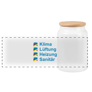 Klima Lüftung Heizung Sanitär - Panorama Keksdose mit Holzdeckel - Weiß - Vorne