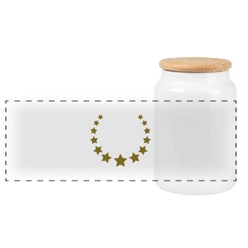 star - Boîte à biscuits avec couvercle en bois - blanc - Devant