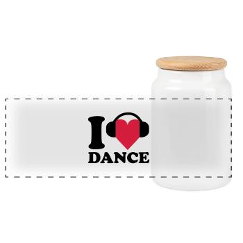 I love Music - Dance - Panorama Keksdose mit Holzdeckel - Weiß - Vorne