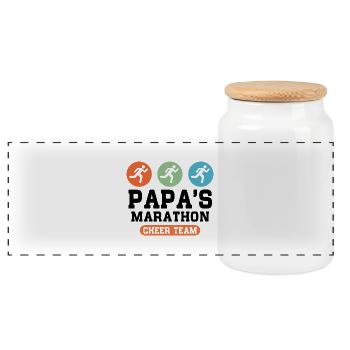 Papas Marathon Cheer Team - Panorama Keksdose mit Holzdeckel - Weiß - Vorne